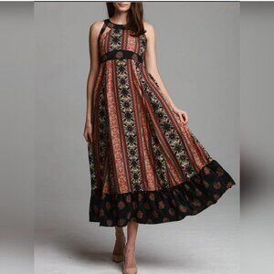 Free People You Made My Day Cut Out Lace Up Back Maxi Dress Size 2